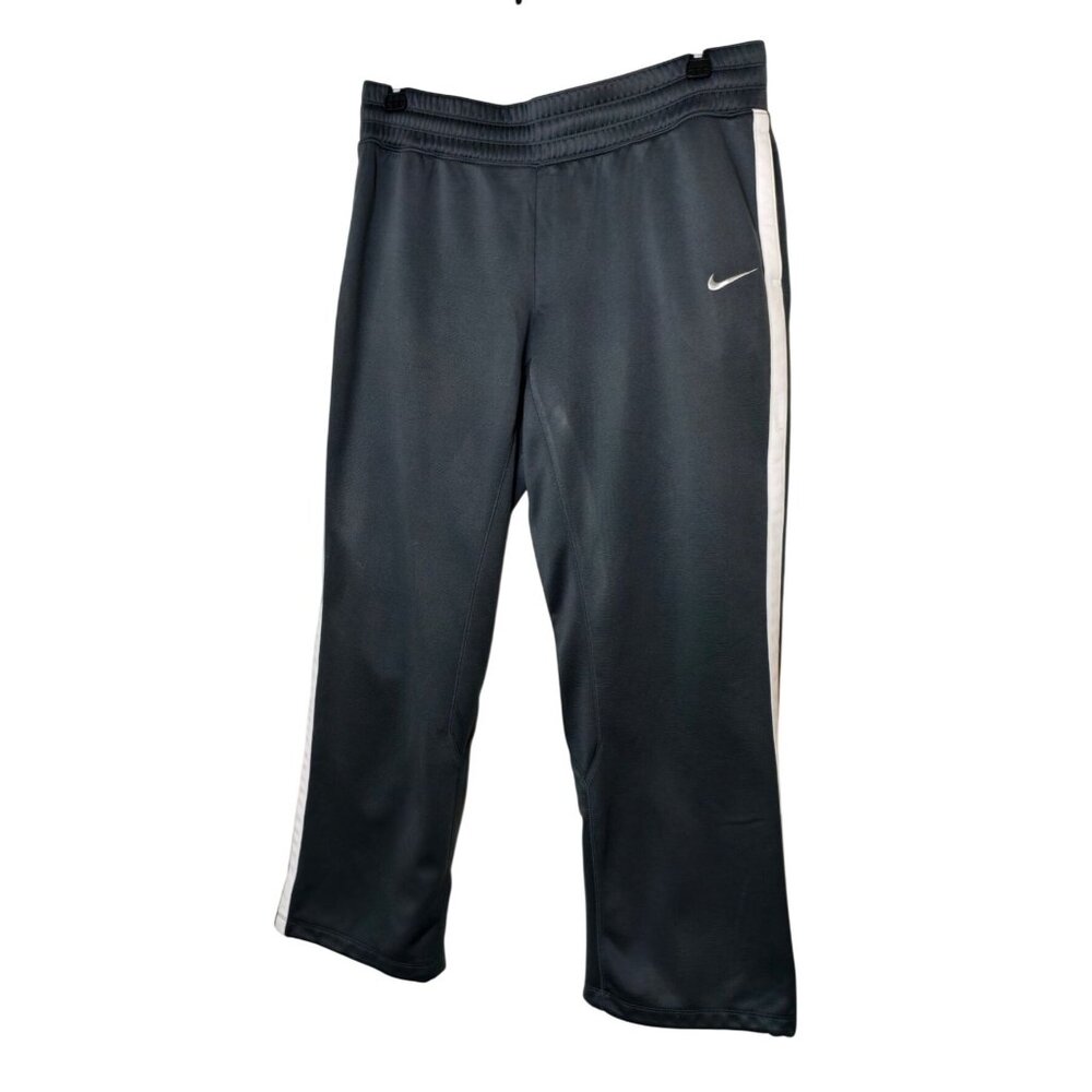 Nike Therma-Fit Mens Athletic Pants XL Black White Fleece Side Stripes Sporty